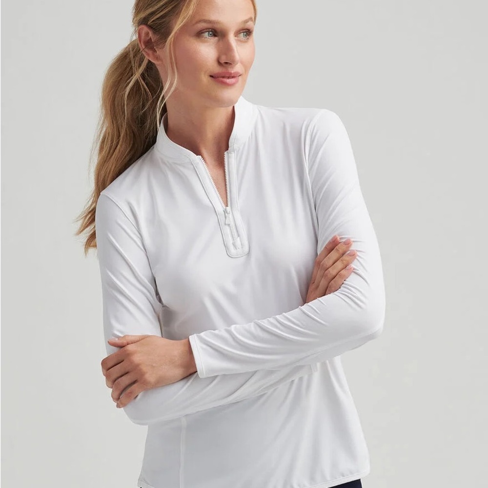 Peter Millar Element Wicking 50+ UPF White Quarter-Zip Pullover
